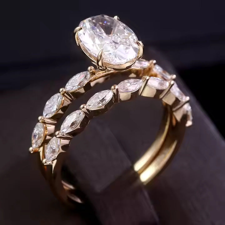 Twinned shards - Duo of stackable 18K gold and laboratory diamond rings