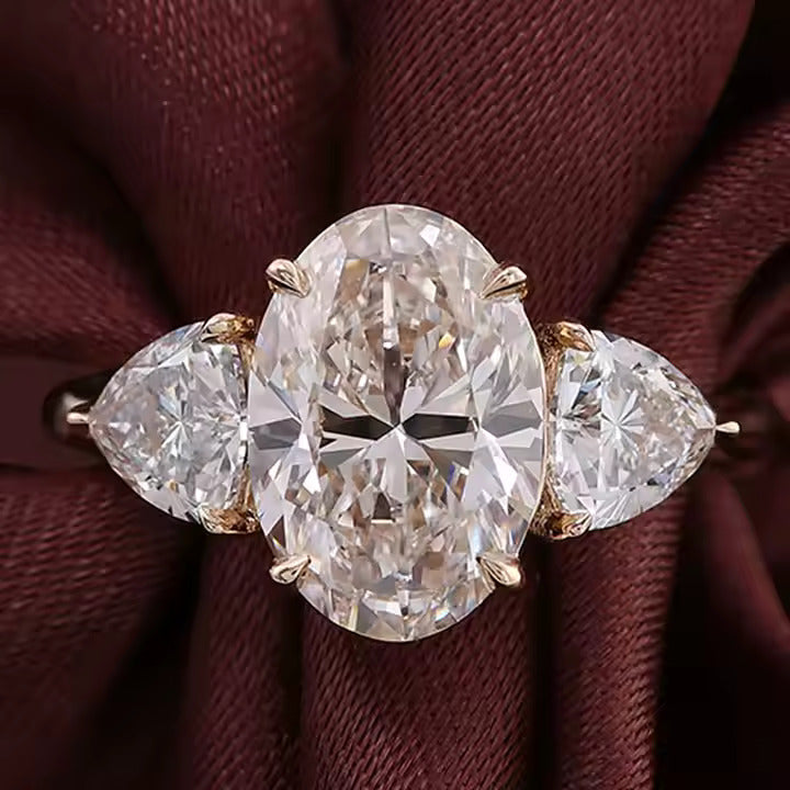 Trilogie d'Amour – Bague de Fiançailles en Moissanite et Or 14K