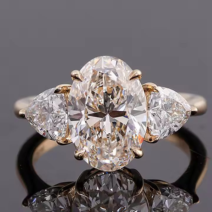 Trilogie d'Amour – Bague de Fiançailles en Moissanite et Or 14K