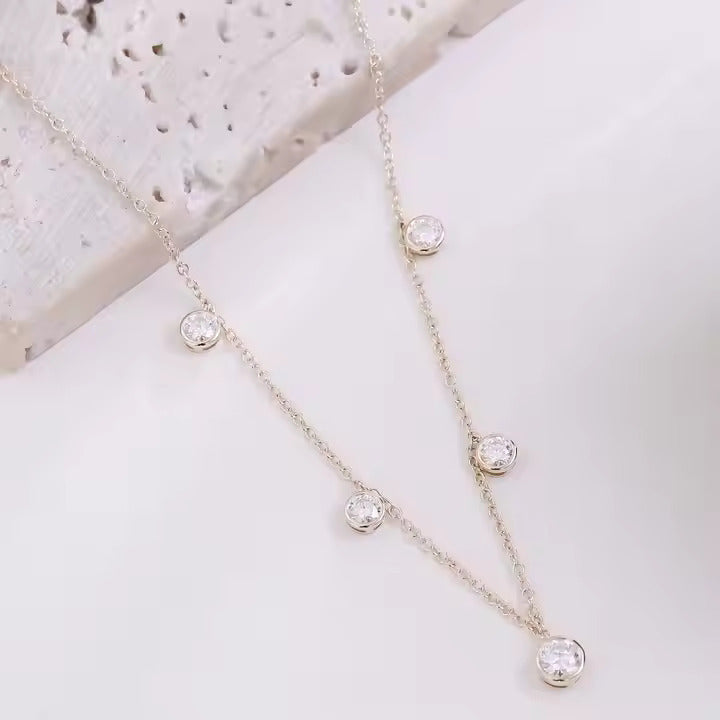 Collier Station Éclat Épuré – Or Massif 14K & Diamants de Laboratoire