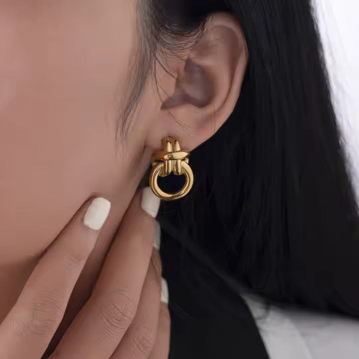 Boucles D'oreille Double Cercle