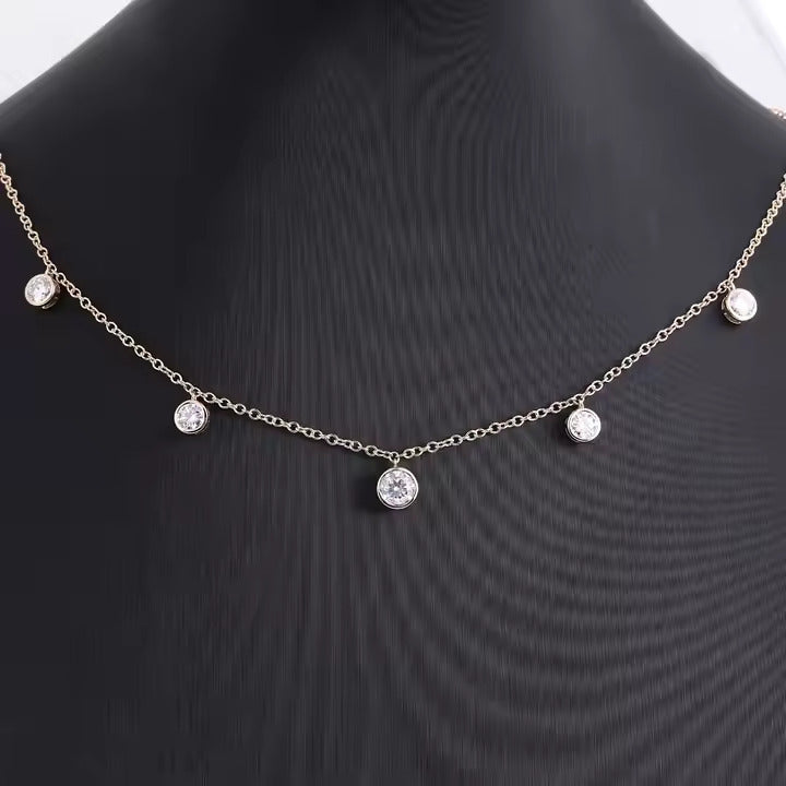 Collier Station Éclat Épuré – Or Massif 14K & Diamants de Laboratoire